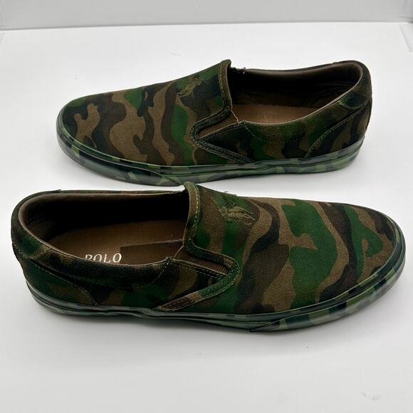 Polo Ralph Lauren Men’s Thompson Suede Sneaker Camo Green Size 11 Sold Out EUC - Picture 3 of 8